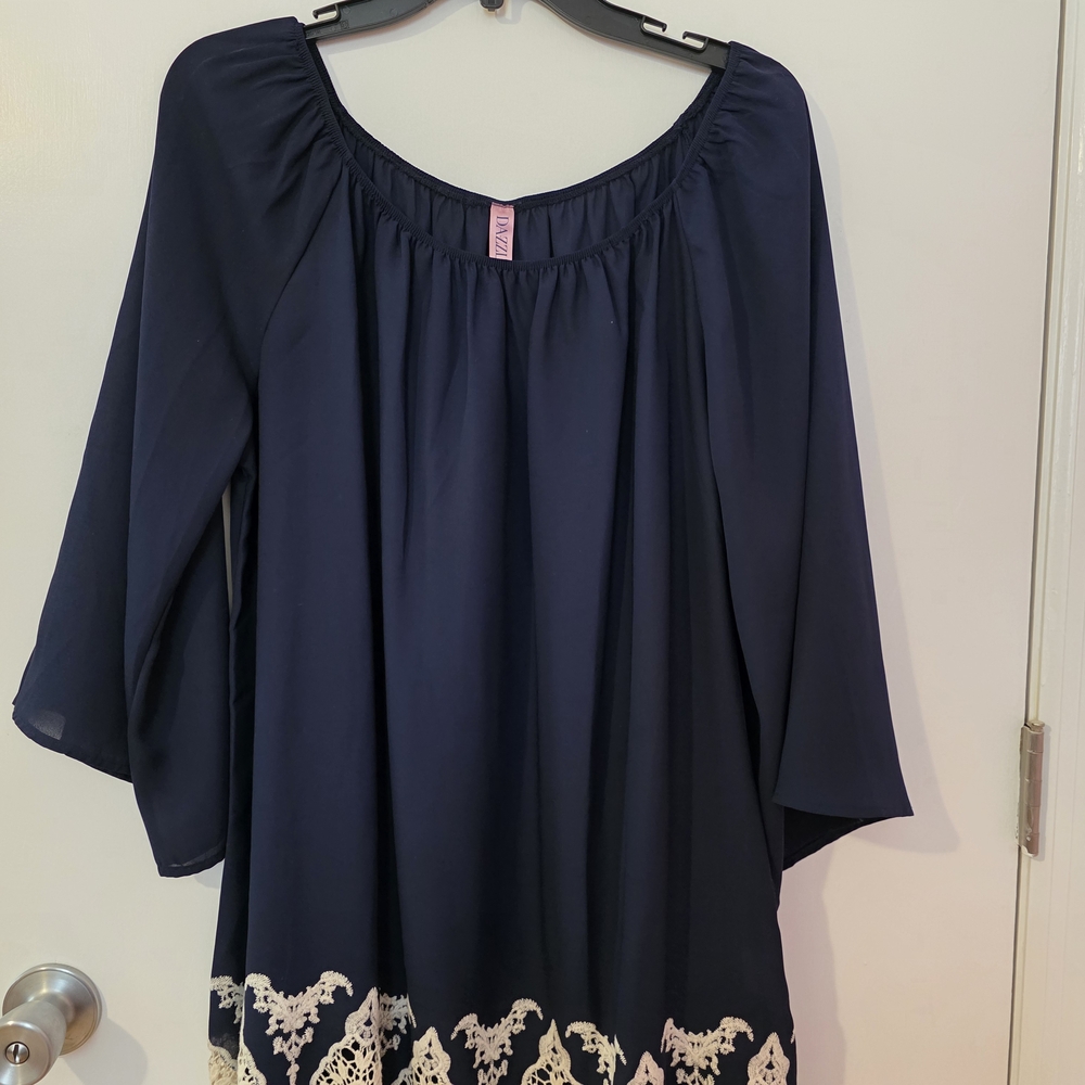 Elegant Navy Blue Women's Top